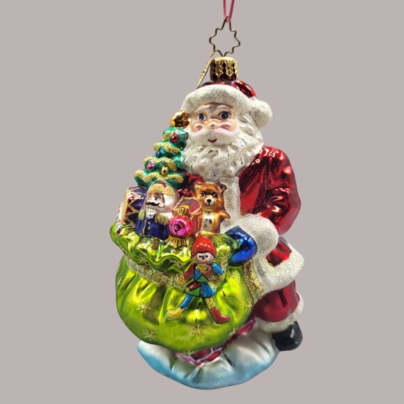 Christopher Radko Santa Claus Christmas Tree Ornament Glass Blown Chimney Scene - Picture 1 of 16